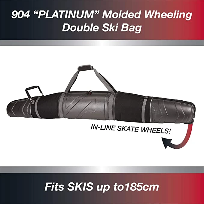 Athalon Platinum Hard Shell Wheeled Double Ski Bag - 185cm 1 Athalon Platinum Hard Shell Wheeled Double Ski Bag - 185cm